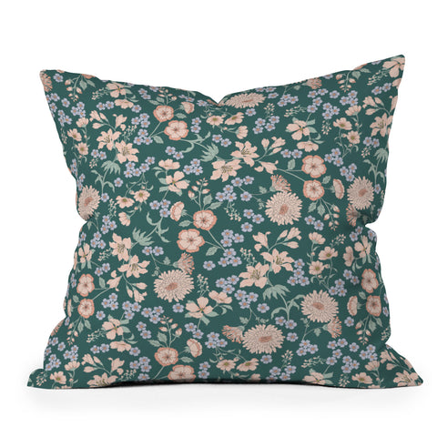 Schatzi Brown Audrey Floral Green Outdoor Throw Pillow