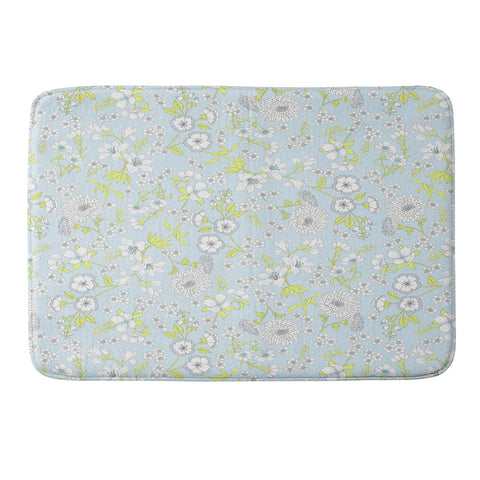 Schatzi Brown Audrey Floral Ice Blue Memory Foam Bath Mat