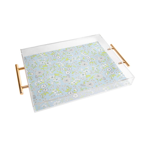 Schatzi Brown Audrey Floral Ice Blue Acrylic Tray
