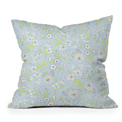 Schatzi Brown Audrey Floral Ice Blue Throw Pillow
