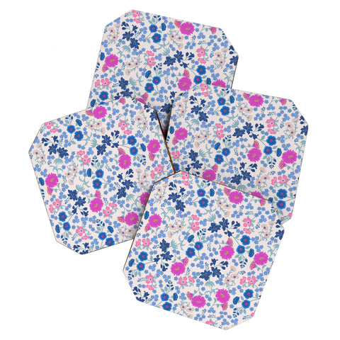 Schatzi Brown Audrey Floral Magenta Coaster Set
