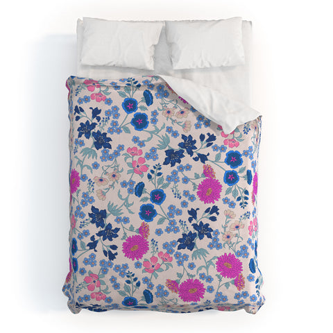 Schatzi Brown Audrey Floral Magenta Duvet Cover