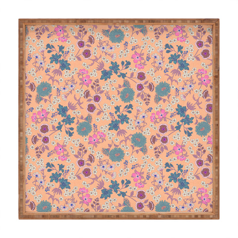 Schatzi Brown Audrey Floral Peach Fuzz Square Tray