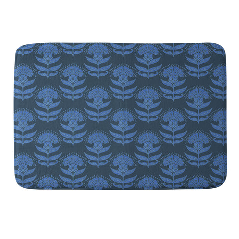 Schatzi Brown Aurelia Floral Blue Memory Foam Bath Mat