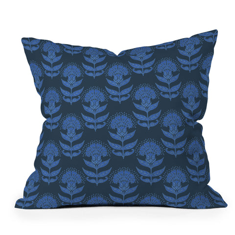 Schatzi Brown Aurelia Floral Blue Outdoor Throw Pillow