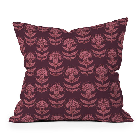 Schatzi Brown Aurelia Floral Burgundy Throw Pillow