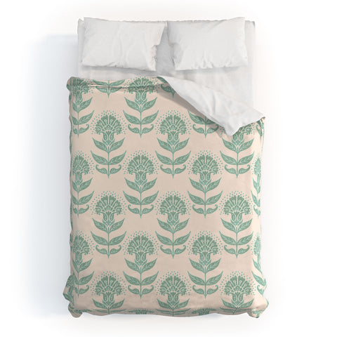 Schatzi Brown Aurelia Floral Mint Duvet Cover