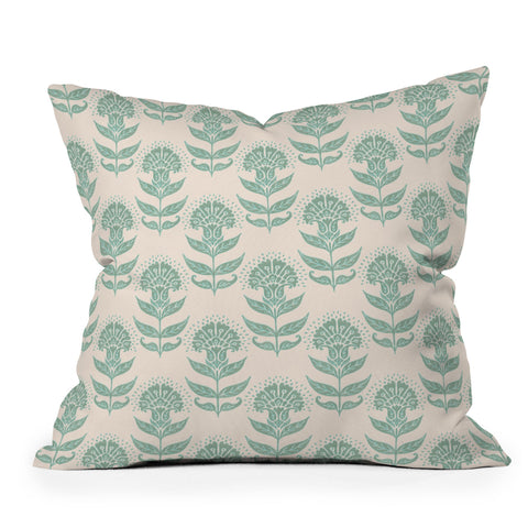 Schatzi Brown Aurelia Floral Mint Outdoor Throw Pillow