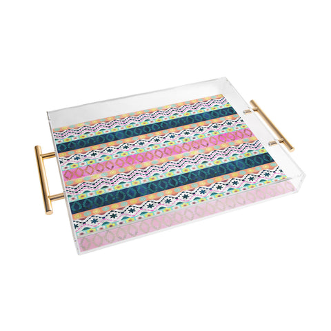 Schatzi Brown Aviana Boho Stripe Acrylic Tray