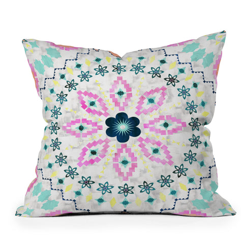 Schatzi Brown Aviana Mandala White Outdoor Throw Pillow