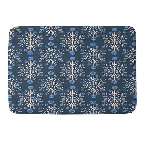 Schatzi Brown Belinna Floral Blue Memory Foam Bath Mat
