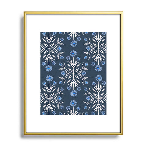 Schatzi Brown Belinna Floral Blue Metal Framed Art Print