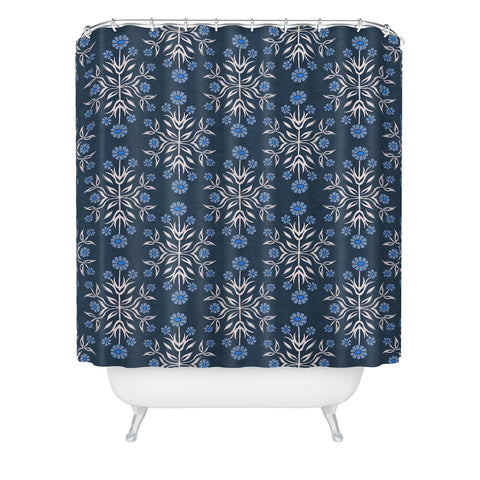 Schatzi Brown Belinna Floral Blue Shower Curtain
