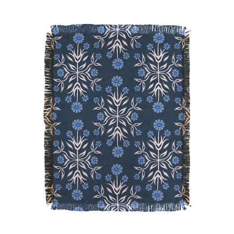 Schatzi Brown Belinna Floral Blue Throw Blanket