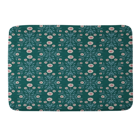 Schatzi Brown Belinna Floral Green Memory Foam Bath Mat