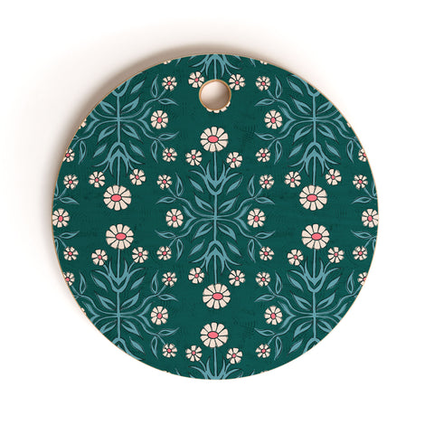 Schatzi Brown Belinna Floral Green Cutting Board Round