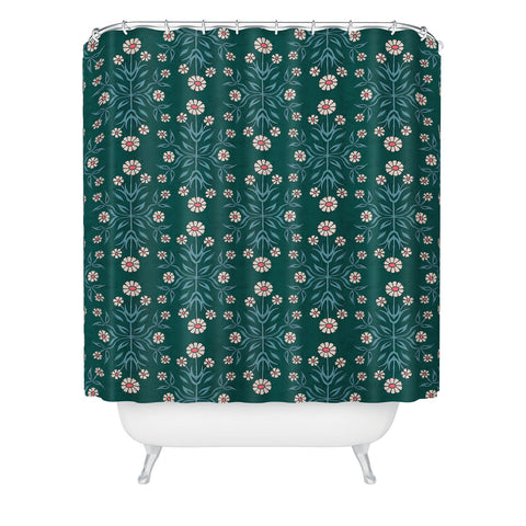 Schatzi Brown Belinna Floral Green Shower Curtain