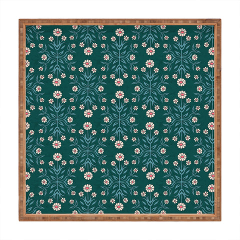 Schatzi Brown Belinna Floral Green Square Tray