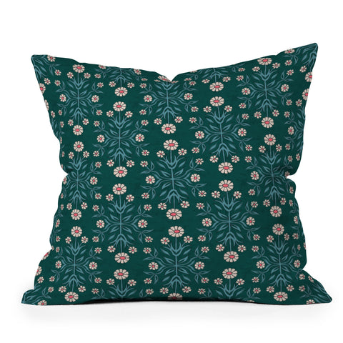 Schatzi Brown Belinna Floral Green Throw Pillow