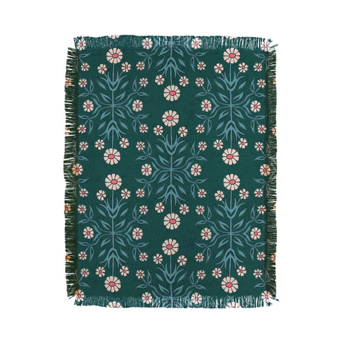 Schatzi Brown Belinna Floral Green Throw Blanket