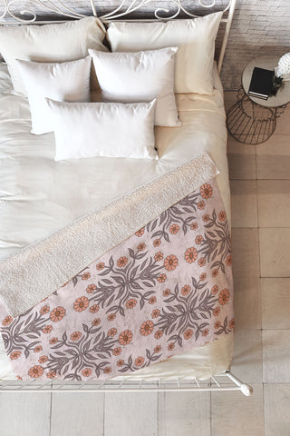 Schatzi Brown Belinna Floral Latte Fleece Throw Blanket