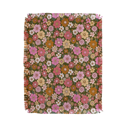 Schatzi Brown Betty Floral Avocado Throw Blanket