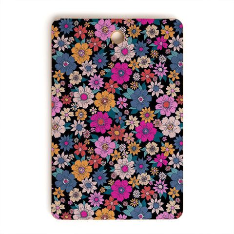 Schatzi Brown Betty Floral Black Cutting Board Rectangle