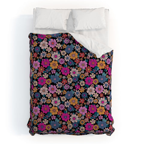 Schatzi Brown Betty Floral Black Duvet Cover