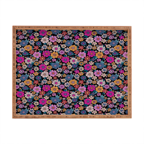 Schatzi Brown Betty Floral Black Rectangular Tray