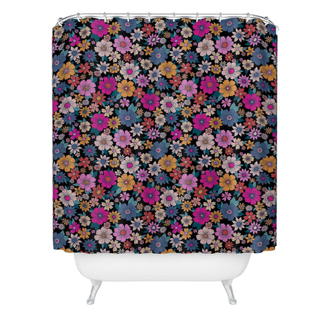 Schatzi Brown Betty Floral Black Shower Curtain