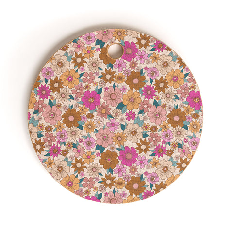 Schatzi Brown Betty Floral Ivory Cutting Board Round