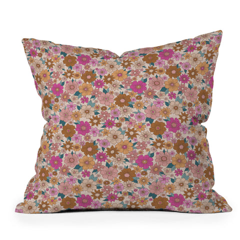 Schatzi Brown Betty Floral Ivory Outdoor Throw Pillow