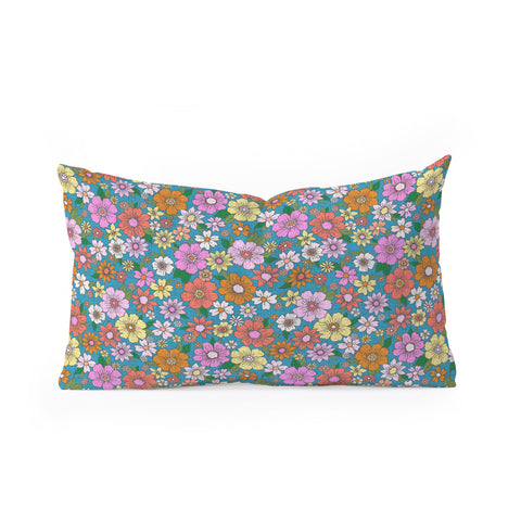 Schatzi Brown Betty Floral Turquoise Oblong Throw Pillow