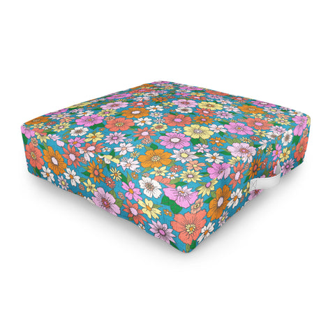 Schatzi Brown Betty Floral Turquoise Outdoor Floor Cushion