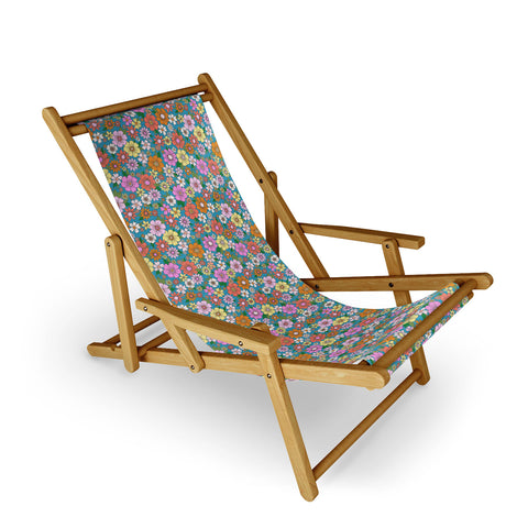 Schatzi Brown Betty Floral Turquoise Sling Chair
