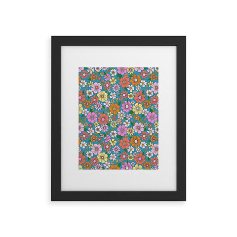 Schatzi Brown Betty Floral Turquoise Framed Art Print