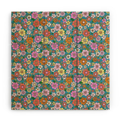 Schatzi Brown Betty Floral Turquoise Wood Wall Mural