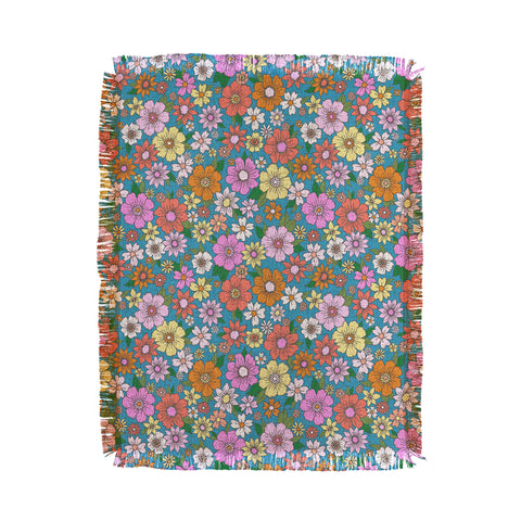 Schatzi Brown Betty Floral Turquoise Throw Blanket