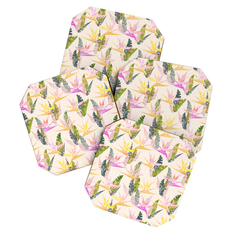 Schatzi Brown Birdie Tropical Ivory Coaster Set