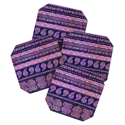 Schatzi Brown Bodhi Bohemian Stripe Purple Coaster Set