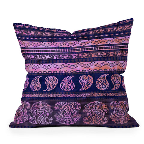 Schatzi Brown Bodhi Bohemian Stripe Purple Outdoor Throw Pillow