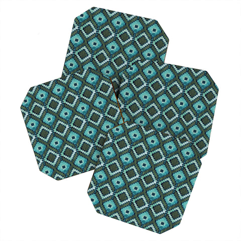 Schatzi Brown Boho Diamonds Green Coaster Set