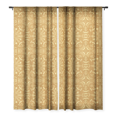 Schatzi Brown Boho Moon Golden Sheer Window Curtain