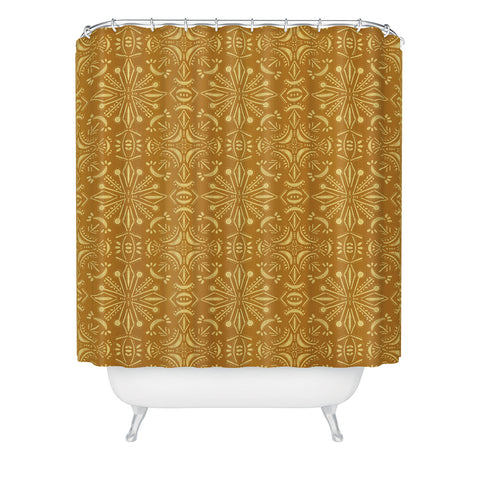 Schatzi Brown Boho Moon Golden Shower Curtain