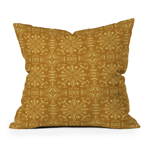 Schatzi Brown Boho Moon Golden Outdoor Throw Pillow