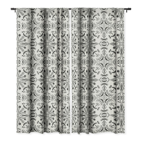 Schatzi Brown Boho Moons Black and White Blackout Window Curtain