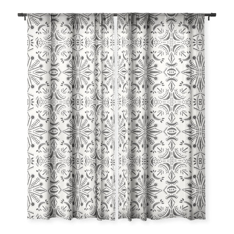 Schatzi Brown Boho Moons Black and White Sheer Window Curtain