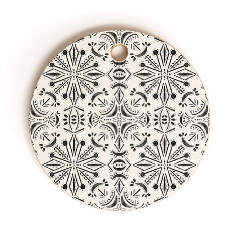 Schatzi Brown Boho Moons Black and White Cutting Board Round