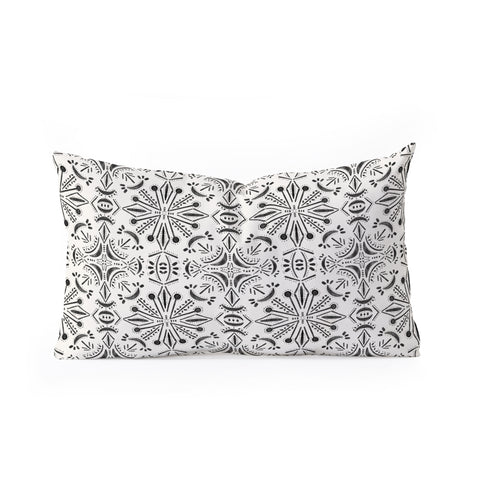 Schatzi Brown Boho Moons Black and White Oblong Throw Pillow