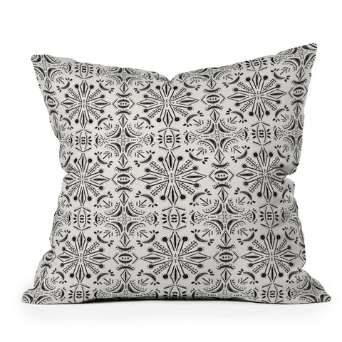 Schatzi Brown Boho Moons Black and White Throw Pillow